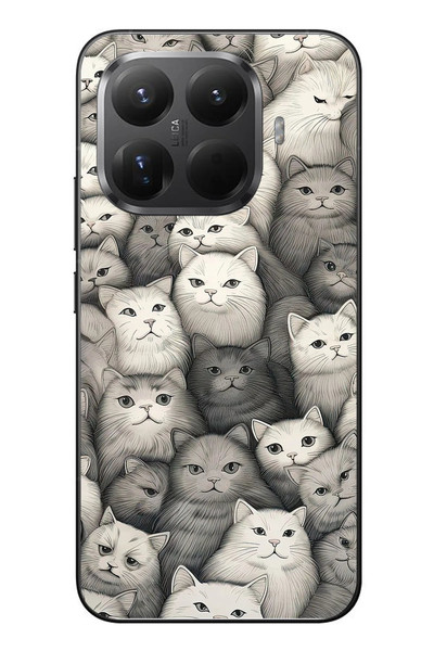 Le Balvo Xiaomi Mi 15T Pro Uyumlu Kara Kalem Kediler Baskılı Silikon Kılıf