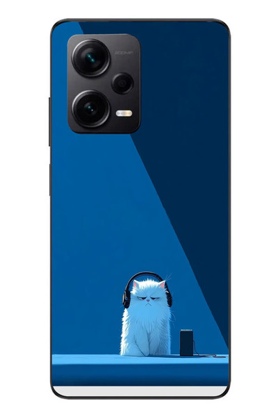 Le Balvo Redmi Note 12 Pro Plus Uyumlu Kulaklı Kedi Baskılı Silikon Kılıf