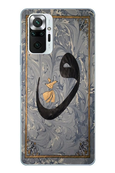 Le Balvo Redmi Note 10 Pro Uyumlu Vav Harfi Gri Baskılı Silikon Kılıf