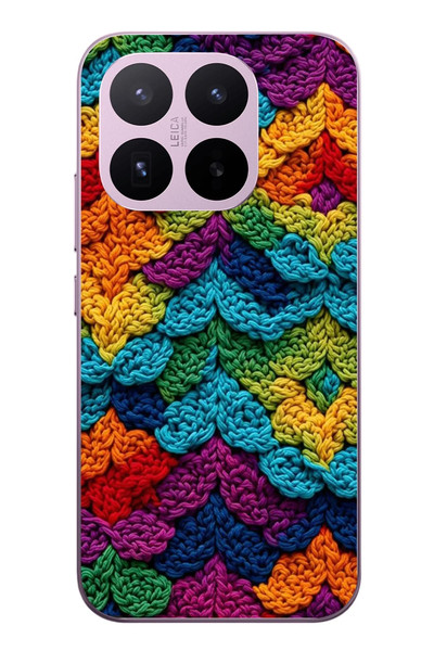 Le Balvo Xiaomi 17T Uyumlu Renkli Örgüler Baskılı Silikon Kılıf