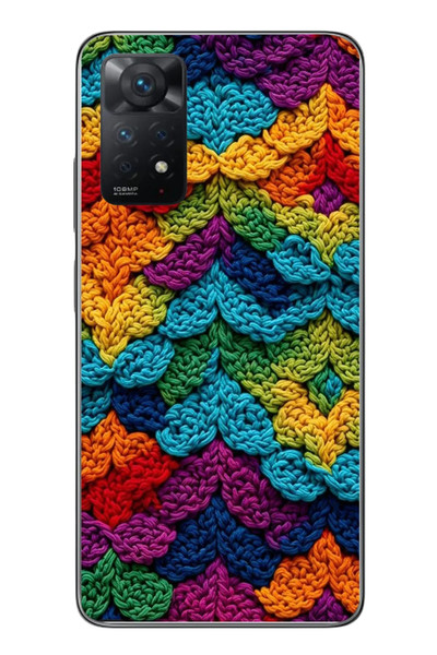 Le Balvo Redmi Note 11 Pro 4G Uyumlu Renkli Örgüler Baskılı Silikon Kılıf