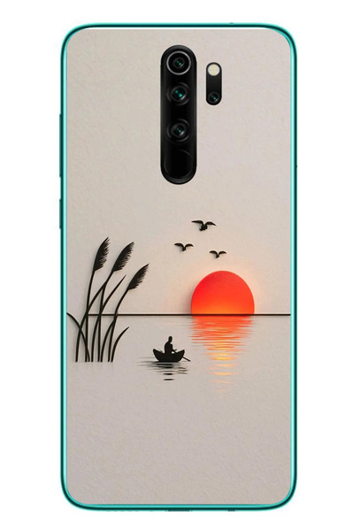 Le Balvo Redmi Note 8 Pro Uyumlu Gün Batımı Çizim Baskılı Silikon Kılıf