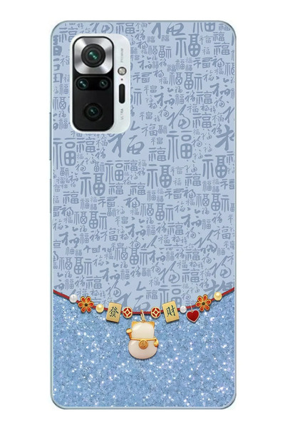 Le Balvo Redmi Note 10 Pro Uyumlu Mavi Japon Desen Baskılı Silikon Kılıf