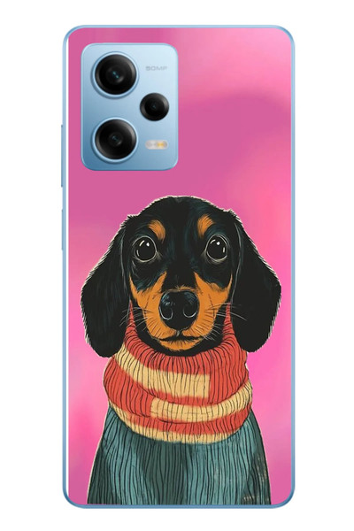 Le Balvo Redmi Note 12 Pro 5G Uyumlu Sevimli Siyah Köpek Baskılı Silikon Kılıf