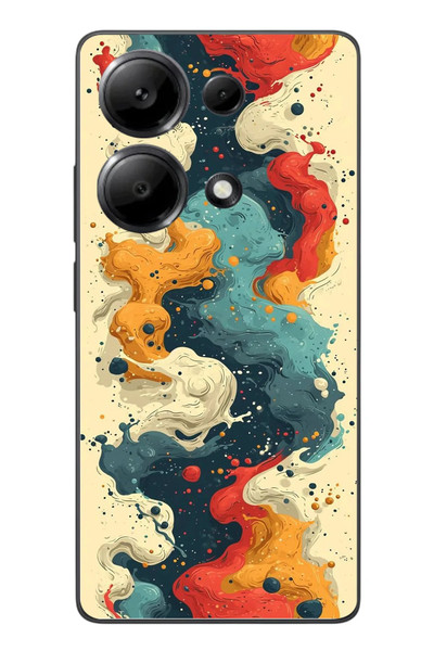 Le Balvo Redmi Note 13 Pro 4G Uyumlu Ahenkli Boya İzleri Baskılı Silikon Kılıf