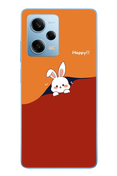 Le Balvo Redmi Note 12 Pro 5G Uyumlu Mutlu Tavşan Baskılı Silikon Kılıf