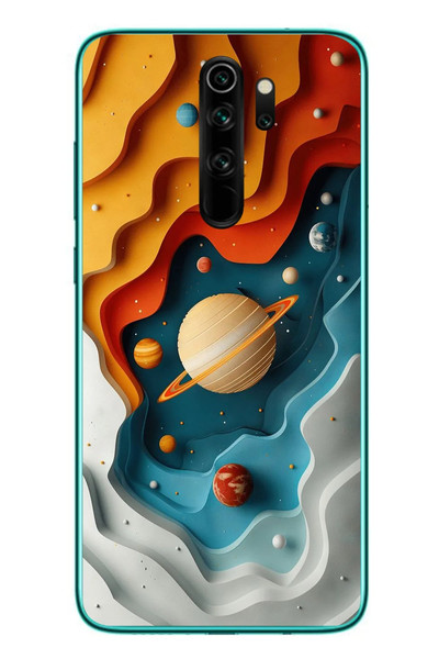 Le Balvo Redmi Note 8 Pro Uyumlu Uzay Renk Paleti Baskılı Silikon Kılıf