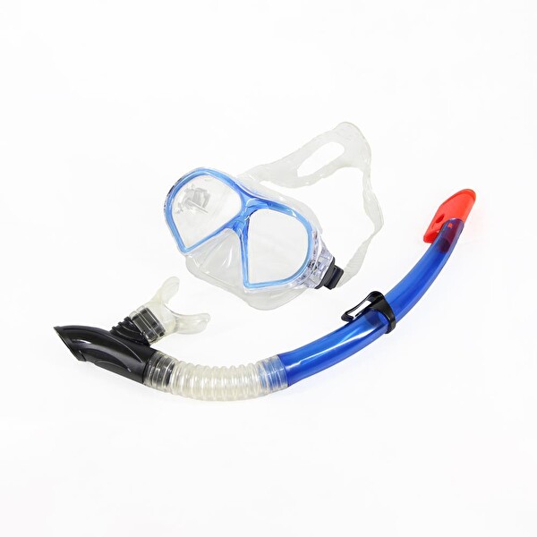 Apnea Corsica Şeffaf Mavi Maske Şnorkel Seti