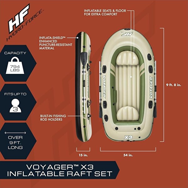Bestway Hydro-Force Voyager X3 Raft Bej Şişme Bot Sei