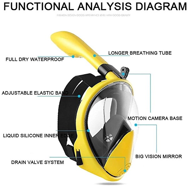 Bermuda Full Face S/M Beden Siyah-Siyah Tam Yüz Maskesi