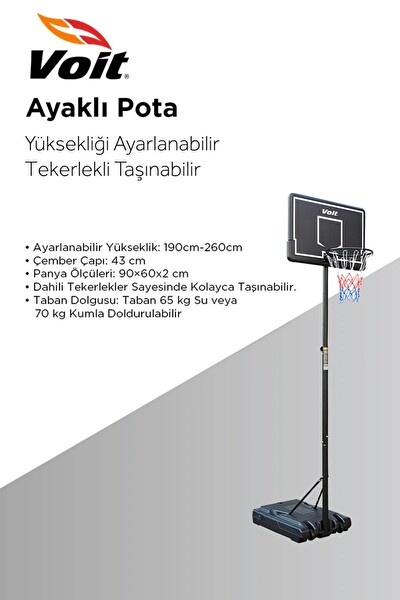 Voit 002E Yükseklik Ayarlı Taşınabilir Ayaklı Basketbol Potası