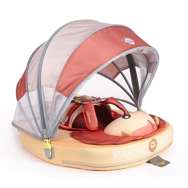 Mambobaby Aslan Desen Emniyetli Gölgelikli Ve Ayak Destekli Bebek Yüzme Simidi