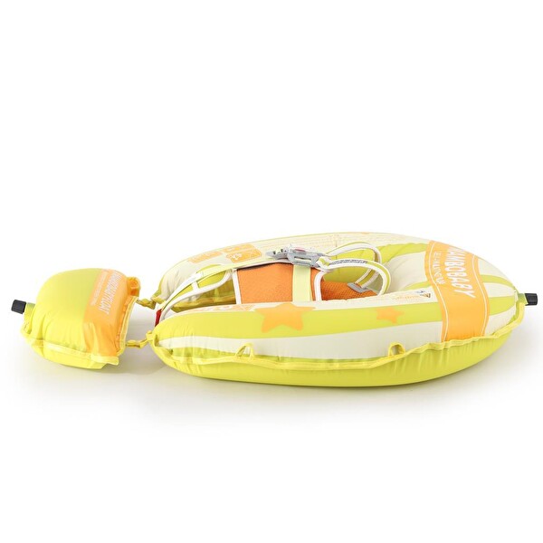 Mambobaby Balon Desen Sarı - Emniyetli Gölgelikli Ve Ayak Destekli Bebek Yüzme Simidi