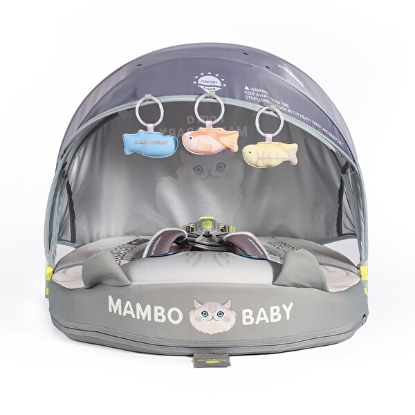 Mambobaby Kedi - Balık Desen Emniyetli Gölgelikli Ve Ayak Destekli Bebek Yüzme Simidi