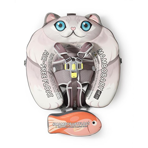 Mambobaby Kedi - Balık Desen Emniyetli Gölgelikli Ve Ayak Destekli Bebek Yüzme Simidi