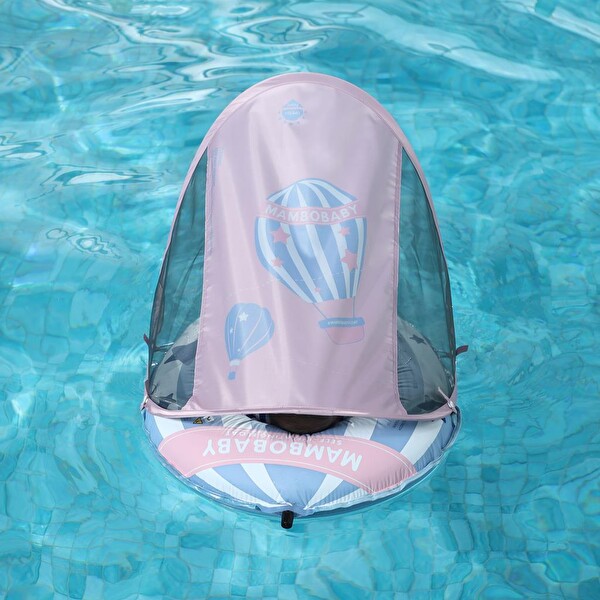 Mambobaby Hot Air Balloon Emniyetli Gölgelikli Ve Ayak Destekli Yüzme Simidi - Mavi