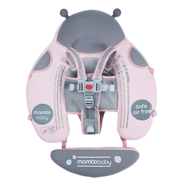 Mambobaby Emniyetli Gölgelikli Ve Ayak Destekli Yüzme Simidi - Pembe Uğur Böceği