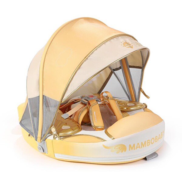 Mambobaby Emniyetli Gölgelikli Ve Ayak Destekli Yüzme Simidi - Gold Angel