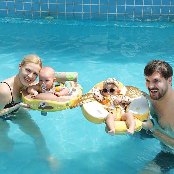 Mambobaby Emniyetli Gölgelikli Ve Ayak Destekli Yüzme Simidi - Gold Angel