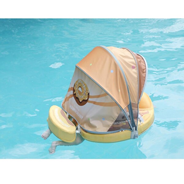 Mambobaby Emniyetli Gölgelikli Ve Ayak Destekli Yüzme Simidi - Çikolatalı Donut