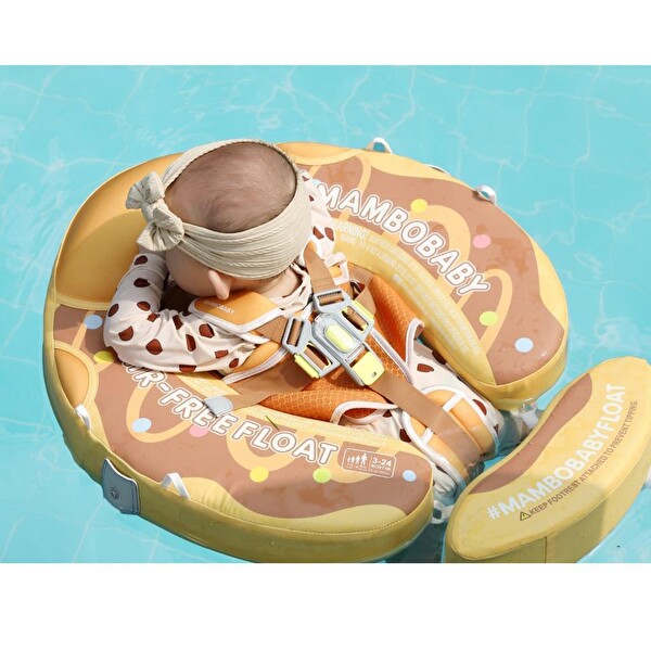Mambobaby Emniyetli Gölgelikli Ve Ayak Destekli Yüzme Simidi - Çikolatalı Donut
