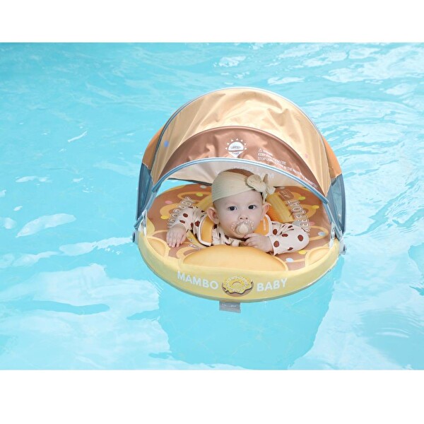 Mambobaby Emniyetli Gölgelikli Ve Ayak Destekli Yüzme Simidi - Çikolatalı Donut