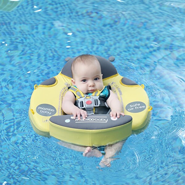 Mambobaby Emniyetli Gölgelikli Ve Ayak Destekli Yüzme Simidi - Sarı Uğur Böceği