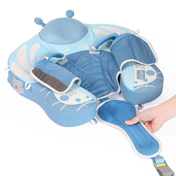 Mambobaby Blue Butterfly Dreams Gölgelikli Emniyetli Ayak Destekli Yüzme Simidi