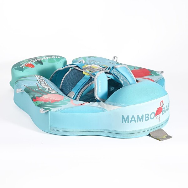 Mambobaby Emniyetli Gölgelikli ve Ayak Destekli Yüzme Simidi- Mavi Flamingo