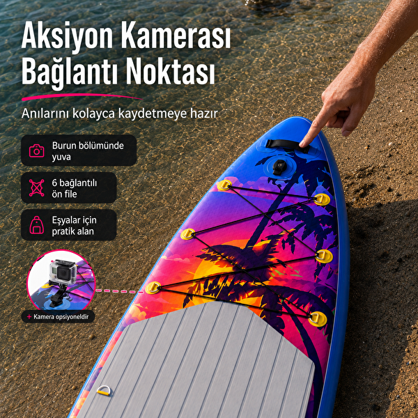 NPO Sunset Palm 305x81x15cm Şişme Premium SUP Paddle Board 148kg Kürek Pompa Çanta Koltuklu Full Set