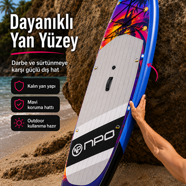 NPO Sunset Palm 305x81x15cm Şişme Premium SUP Paddle Board 148kg Kürek Pompa Çanta Koltuklu Full Set