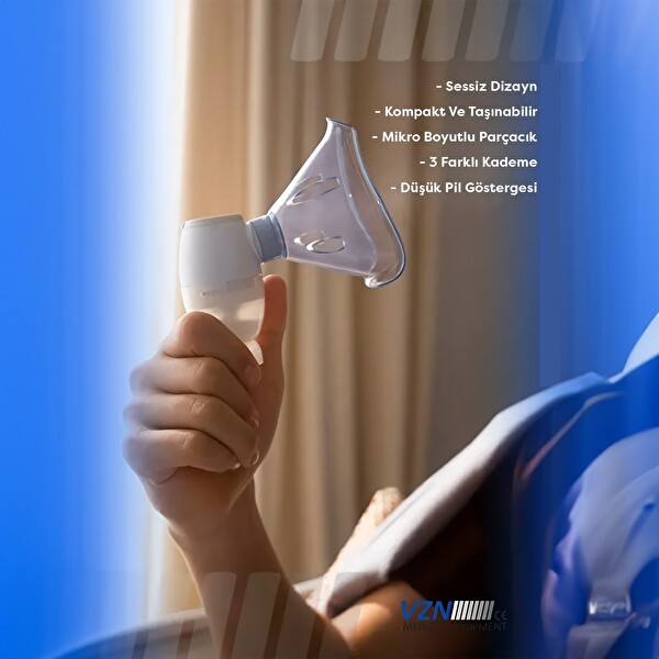 Vzn LTN200 Yeni Nesil Kademeli Ultra Sessiz Şarjlı Mesh Nebulizatör