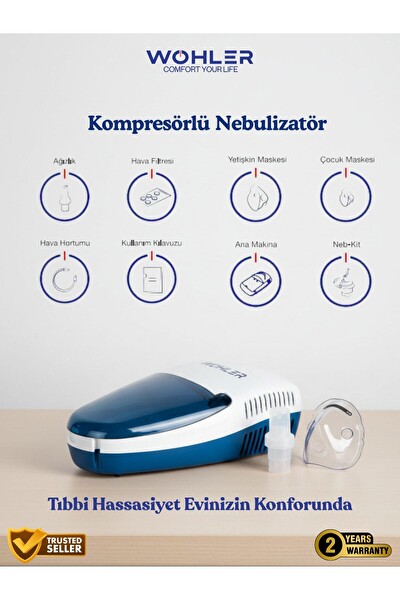 Wohler Kompresörlü Nebülizatör Hava Buhar Makinesi Cihazı