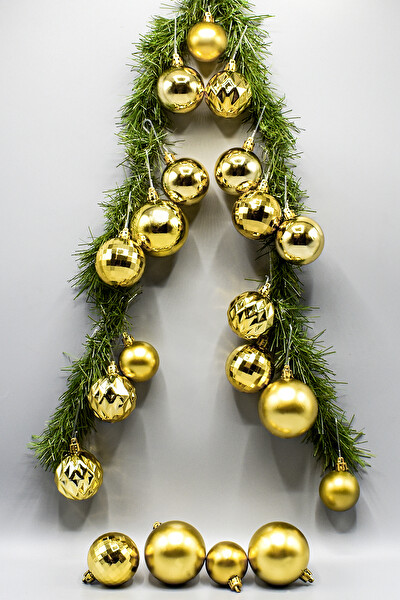 Waldern 20'li Karışık Desenli Yılbaşı Süsü Gold Top