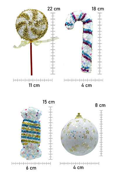 Waldern Premium Collection Luxury 12'li Mix Beyaz Yılbaşı Ağacı Süs Seti