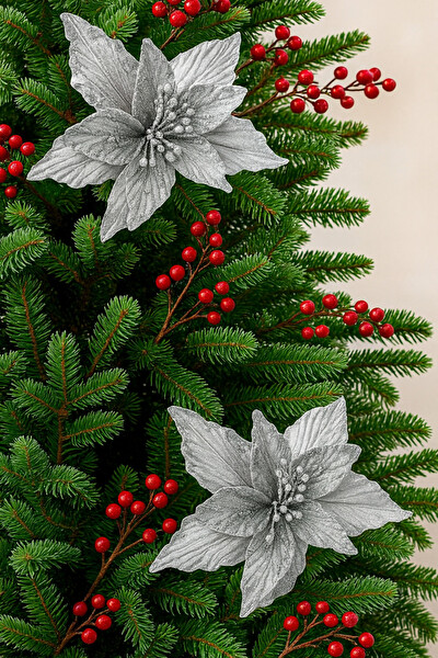 Waldern Premium Yılbaşı Ağacı Süsü Yapay Çiçek 25x25 CM