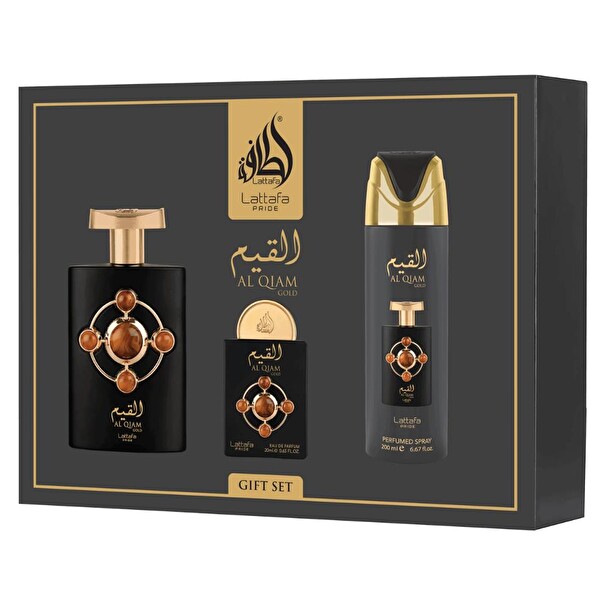 Lattafa Pride Al Qiam Gold EDP 100 ml + EDP 20 ml + Deodorant 200 ml Unisex Parfüm Seti