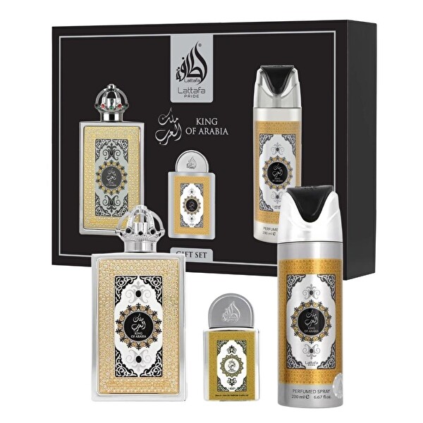 Lattafa Pride King Arabia EDP 100 ml + EDP 20 ml + Deodorant 200 ml Erkek Parfüm Seti