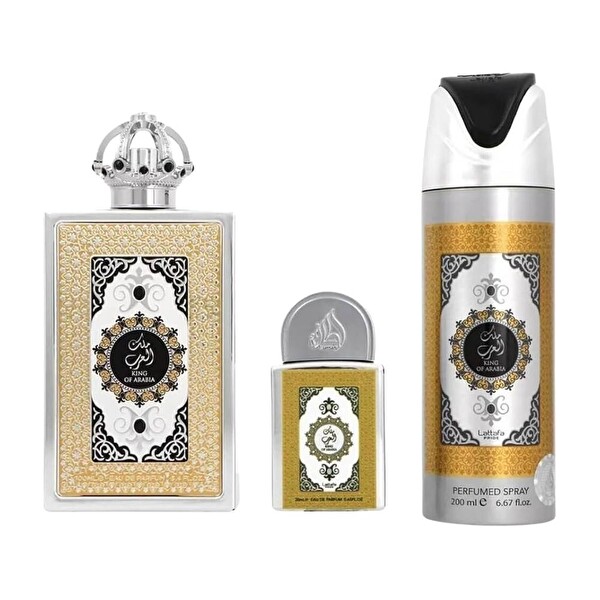 Lattafa Pride King Arabia EDP 100 ml + EDP 20 ml + Deodorant 200 ml Erkek Parfüm Seti