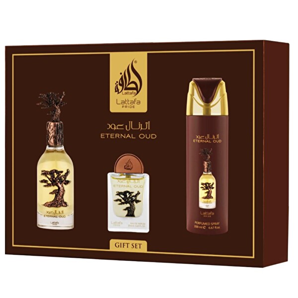 Lattafa Pride Eternal Oud EDP 100 ml + EDP 20 ml + Deodorant 200 ml Unisex Parfüm Seti