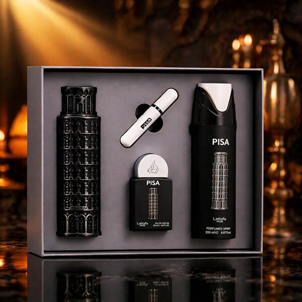 Lattafa Pride Pisa EDP 100 ml + EDP 20 ml + 200 ml Body Shower Erkek Parfüm Seti