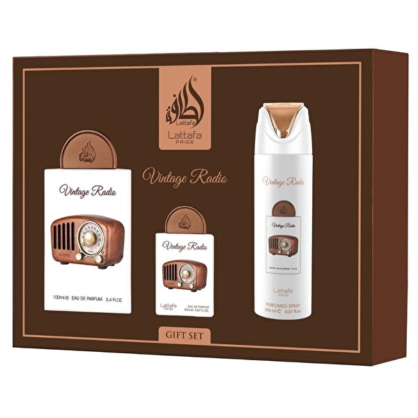 Lattafa Pride Vintage Radio EDP 100 ml + EDP 20 ml + 200 ml Deospray Unisex Parfüm Seti