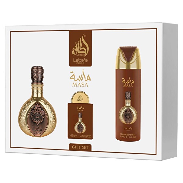 Lattafa Pride Masa EDP 100 ml + EDP 20ml + 200 ml Body Shower Unisex Parfüm Seti