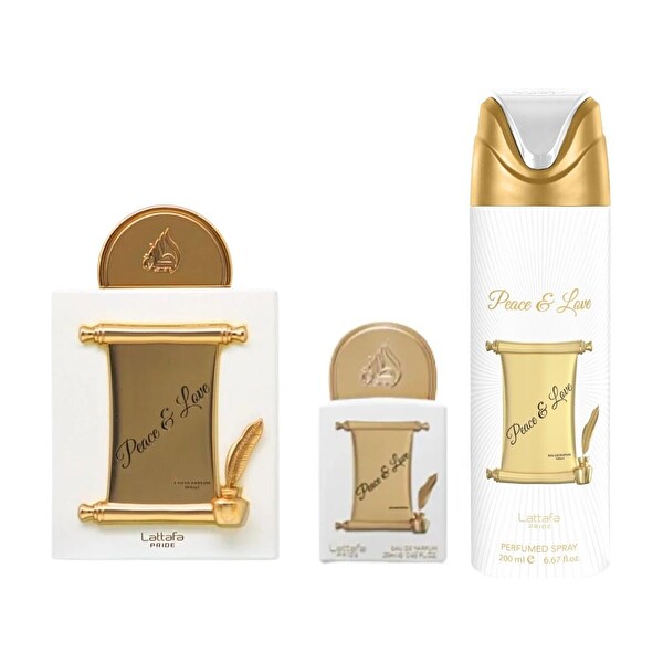 Lattafa Pride Peace & Love EDP 100 ml + EDP 20 ml + Deodorant 200 ml Unisex Parfüm Seti