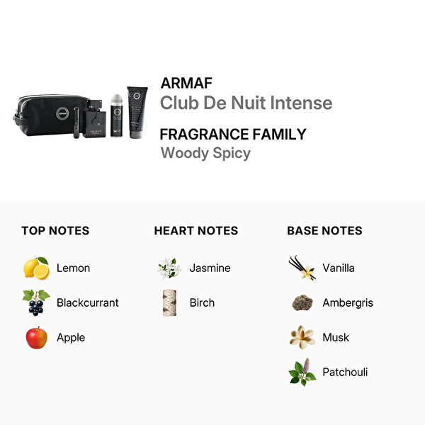 Armaf Club De Nuit Intense Man EDT 105 ML - Body Spray 200 ML -Deodorant Stick 75 G ve Sabun Erkek Parfüm Seti
