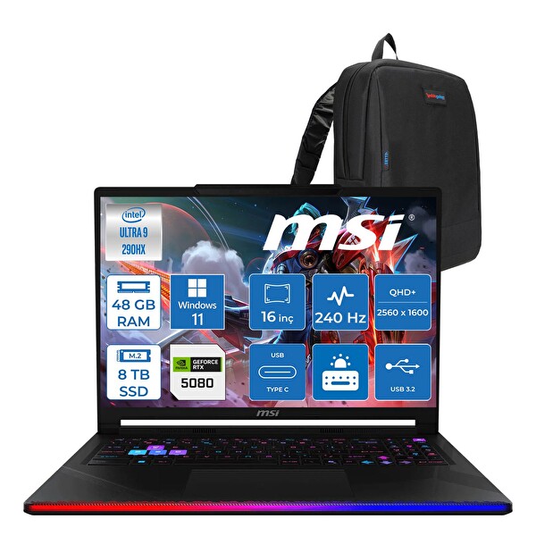 MSI Raider 16 Max HX B2WI-092TR Ultra 9 290HX Plus 16