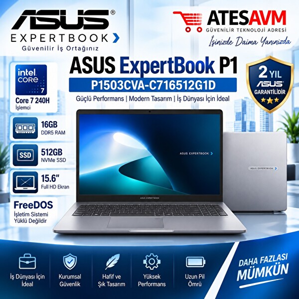 Asus ExpertBook P1 P1503CVA-C716512G1D Core 7 240H 15.6