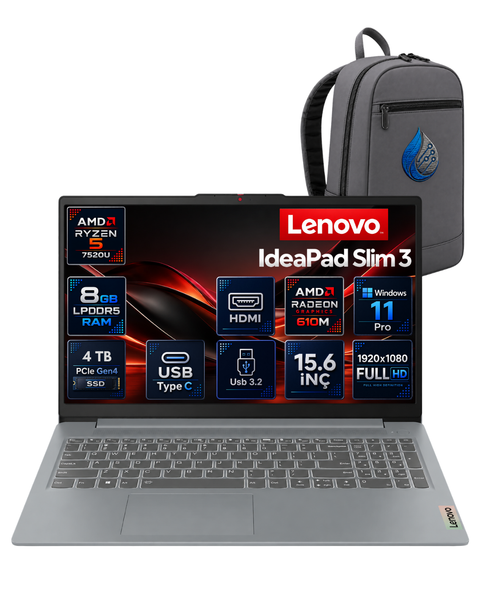 Lenovo IdeaPad Slim 3 15AMN8 Ryzen 5 7520U 8 GB RAM 4 TB SSD Radeon 610M 15.6