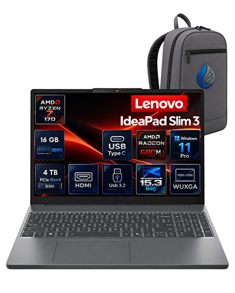 Lenovo IdeaPad Slim 3 Ryzen 7 170 16 GB RAM 4 TB SSD Radeon 680M 15.3