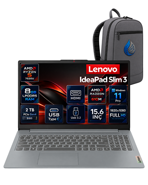 Lenovo IdeaPad Slim 3 15AMN8 Ryzen 5 7520U 8 GB RAM 2 TB SSD Radeon 610M 15.6